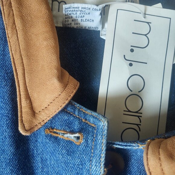 NWT Genuine Leather 🧥Denim BARN Coat~ VTG by M.J. Carroll Size: L